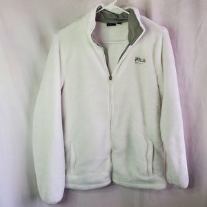 Fila White Faux Fur Zip Front Jacket